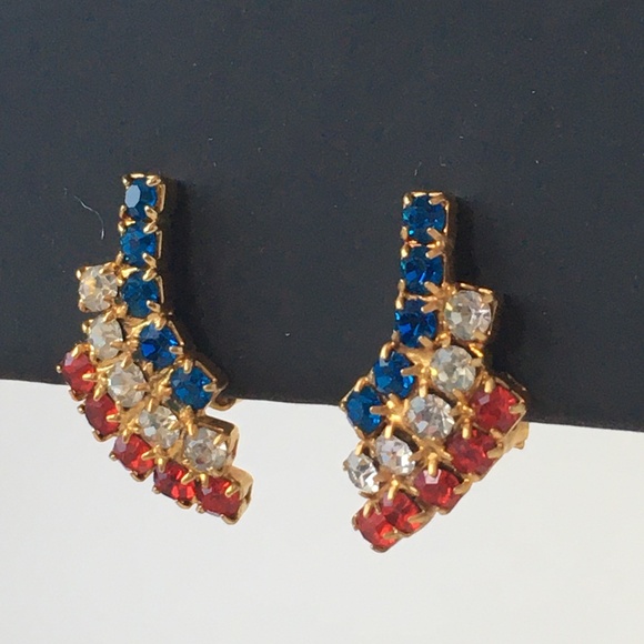 Vintage Red White & Blue American Clip Earrings - Picture 8 of 8